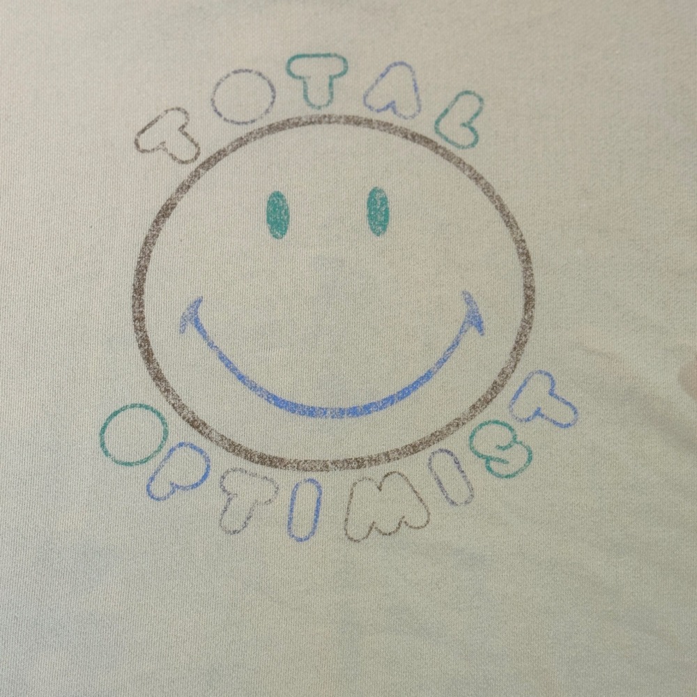 Aerie The Smiley Company Total Optimist Sweatshirt Yellow Oversized Graphic S - Picture 3 of 8